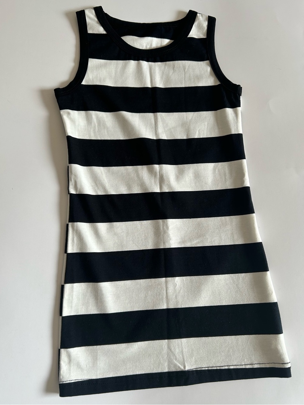 🔥 NWOT Girls Black & White Striped Tank Dress
